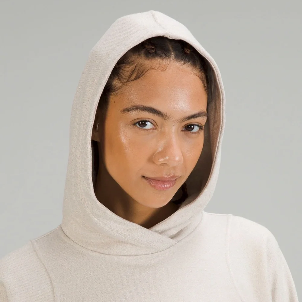 Lululemon Loungeful Hoodie- cropped. Bone/ gold glitter sparkle- EUC
